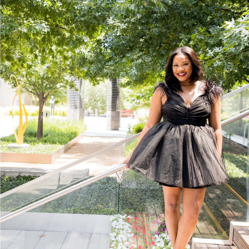 Fashion Nova’s So In Love Tulle Mini Dress - Black